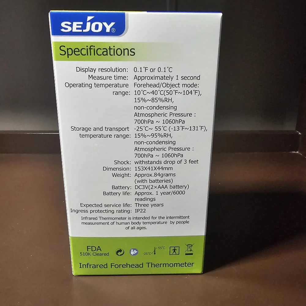 Sejoy Infrared Forehead Thermometer - Picture 2 of 4